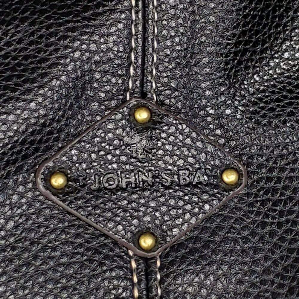 St. Johns Bay Black Faux Leather Tote Bag With Braided Handles & Tassel Accent - Picture 3 of 13